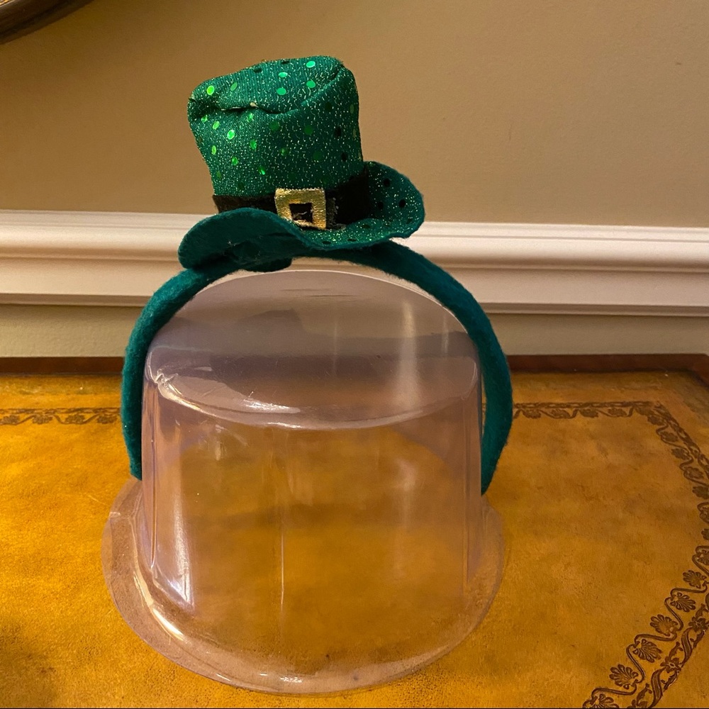 St Patrick's Leprechaun Top Hat Green Glitter Shamrock Headband